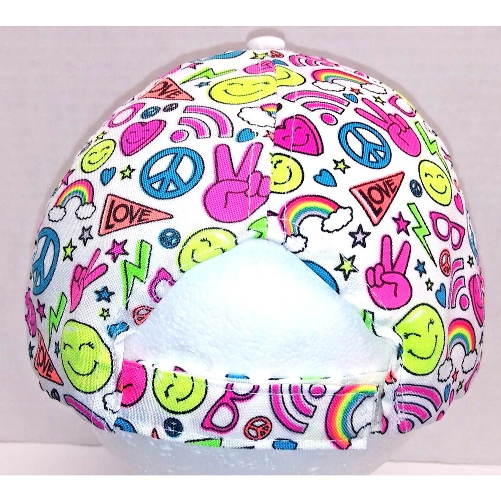 Justice Live Peace Love Girls Baseball Cap Hat Hook & Loop Adjustments OSFA - Picture 4 of 9